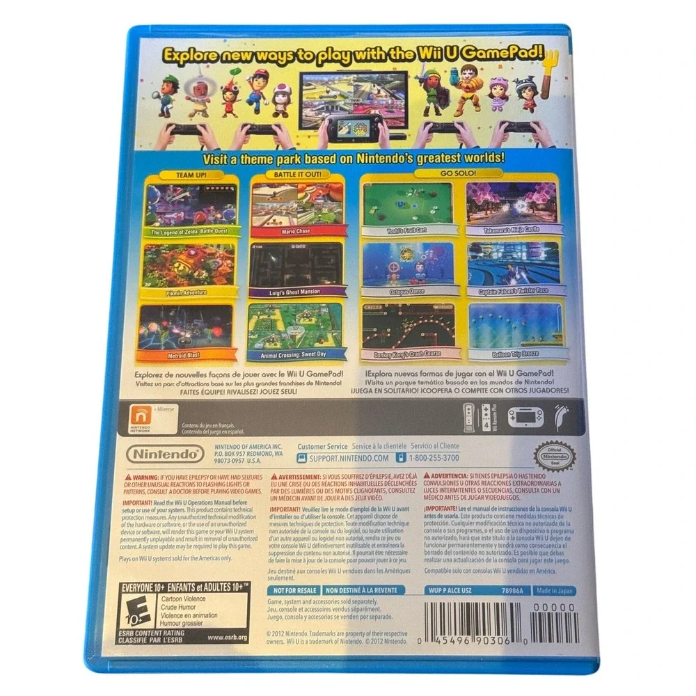 Nintendo Land Wii U Video Game WUP P ALCE USZ Not For Resale Version